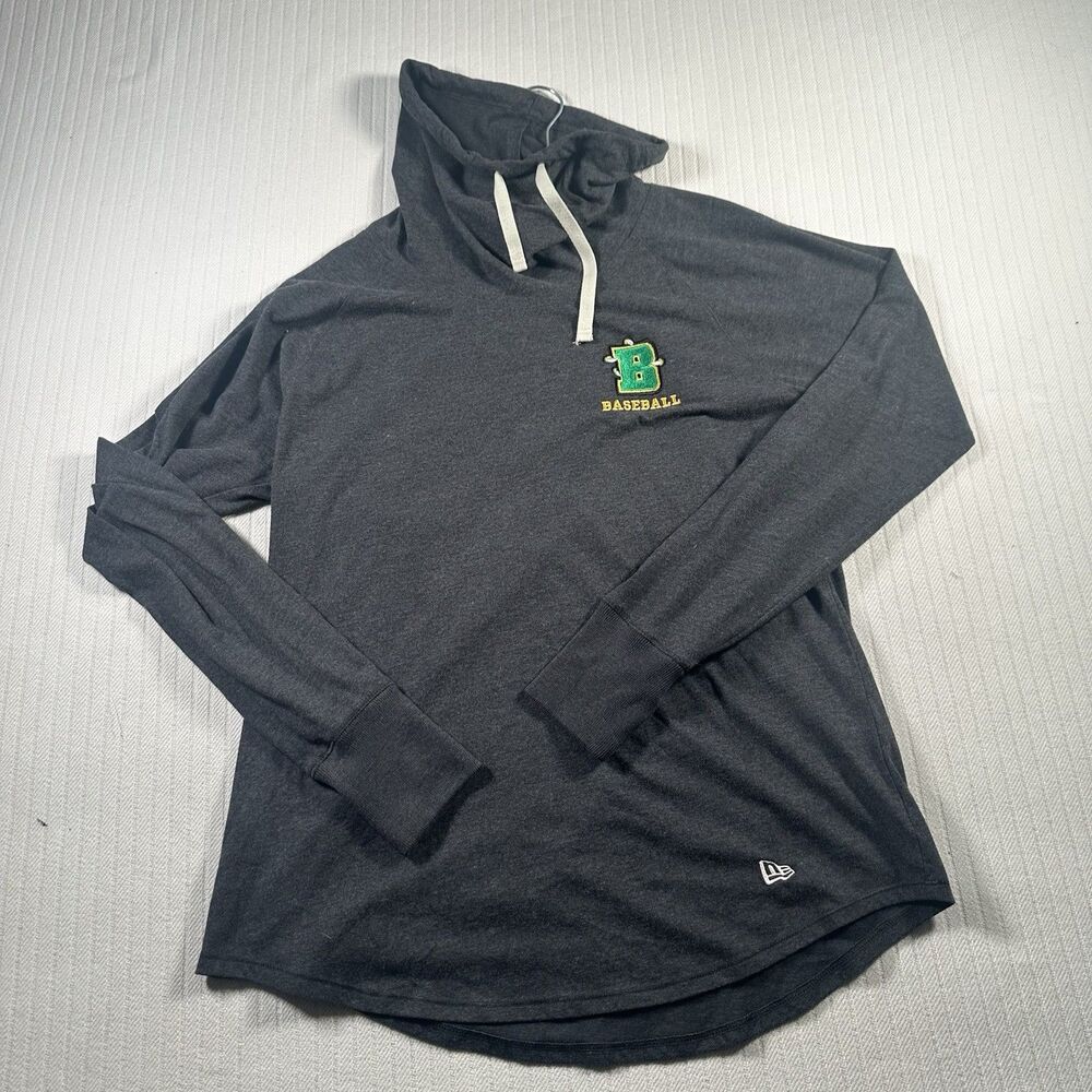 New Era Women’s L Baseball Pullover Gray Green B Logo Athletic Top
